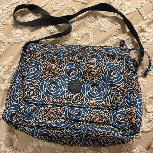 Kipling Floral Patterned Shoulder Bag - Blue and Black - Picture 1 of 16